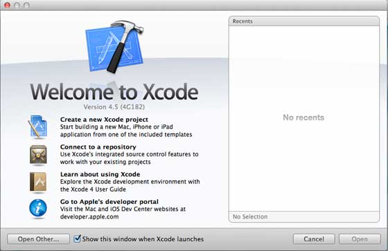 Xcode欢迎页面