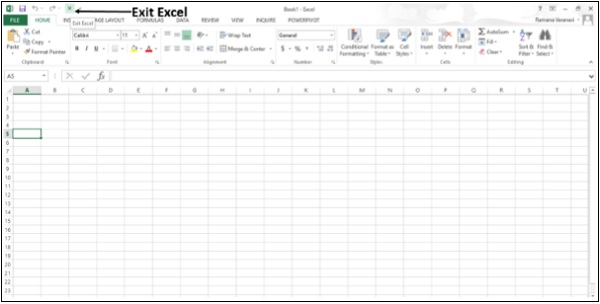 退出Excel命令