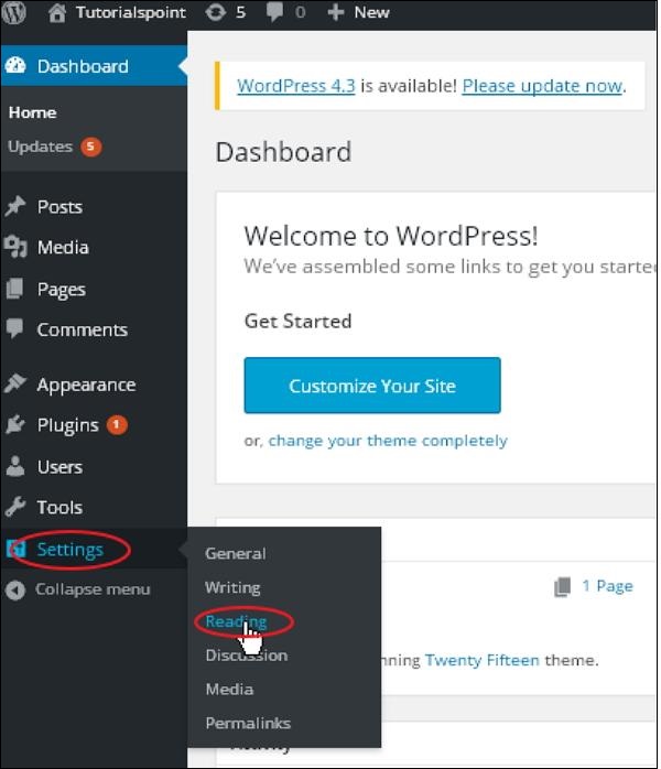 WordPress阅读设置